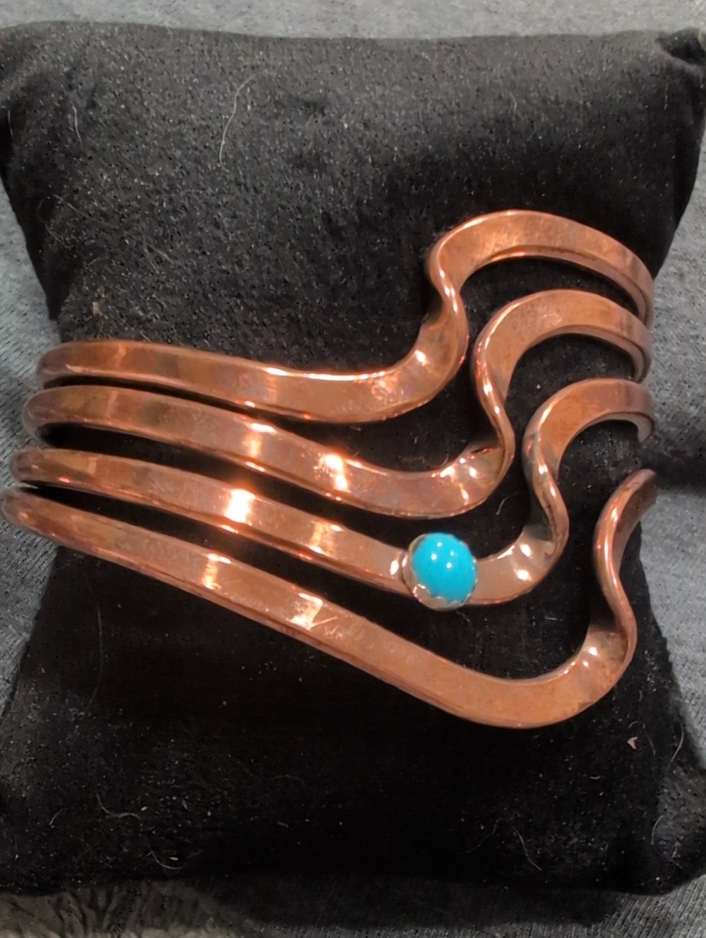 Copper Wave Cuff Bracelet with Turquoise Accent - By Michelle Cadman